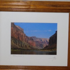 RIVER VIEW Framed and Matted Photograph Art Oak Frame 12.5 X 10.5