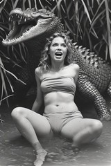 5 ~ 4X6 Glossy HORROR Fine Art ‘ GATOR BAIT ‘ Photo FANTASY Set ! 211359073