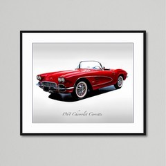 Classic Car – 1961 Chevy Corvette in Roman Red – Muscle Car – Print