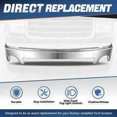 Front Bumper Compatible with 2007-2013 GMC Sierra 1500, Bumper Impact Face Bar w