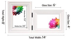 Vertical Horizontal Combo, Double 4×6 White Wood Art Picture Frame, Foldable …