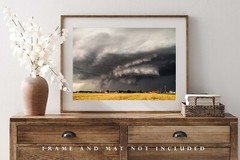 Storm Photography Print – Picture of Thunderstorm Over Small Town in Oklahoma