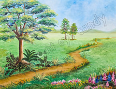 Lupines on Meadow Path Art Instant DIGITAL Farmhouse Cottagecore Flowers Nature