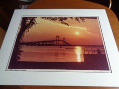 John T. Hopf Signed Photograph of Newport Bridge Matted 26″ x 20″