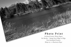 Black and White Wall Decor Art Print of Grand Tetons at Schwabacher Landing