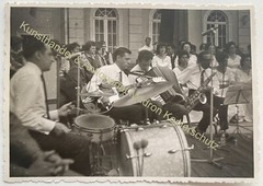 orig. Photo Postcard Music Jazz Band Musician Saxophone