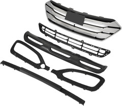 Front Upper & Lower Grille Grill Compatible with 2013-2016 Hyundai Santa Fe Spor