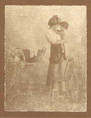 NEWLY FOUND! HENDRICKSON B&W SEPIA PHOTO PRINT Mother Holding Cute Baby 11×14″
