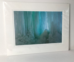 Fine Art Photograph Cascade in Aqua Frozen Waterfall Signed & Matted