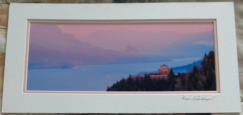 KEN BURKHART CROWN POINT JANUARY SUNSET, CROWN POINT, OREGON 8″X16″ SIGNED