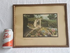VINTAGE Wallace Nutting Colorized Photo THE GARDEN GATE 14.75″x11.75″