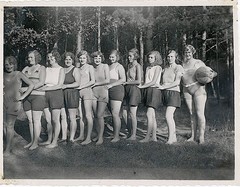 Bathing Swimwear Young Pretty Women Strung Forest Vintage Circa 1928
