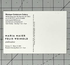 MARIA MAIER & FELIX WEINOLD Art Show Announcement Card 2001 – ambivalent