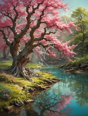 Pink Tree – Digital Image Picture PC Phone Background AI Art, 8 images – #20