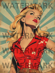 Digital Image Vintage Retro Portrait Model Woman USA Wallpaper Photo AI Art