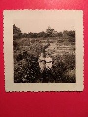 Old Photo Antique Pretty Women Standing in Green Nature Nice Women Old Photo