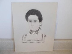 1800-1900 print 14×17 ANTIQUE WOMAN Dilute ALBUMEN CHARCOAL CHALK PHOTO #1