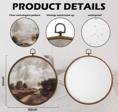 Vintage European Landscape Round Wall Art, Antique Country Landscape Waterpro…