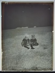 Great Antique Photo Glass Plate, Rare Glass Negative, 2 Cute Babies – Circa 1930 – Rare