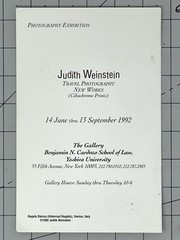 Judith Weinstein Art Show Announcement Card 1992 – Travel Photography Venice