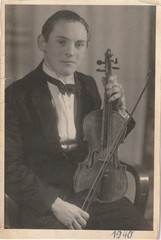 Photo Postcard Young Man with Violin 1940 Fashion Snapshot
