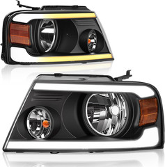 Switchback LED Tube Headlights Assembly Compatible with 2004 2005 2006 2007 2008
