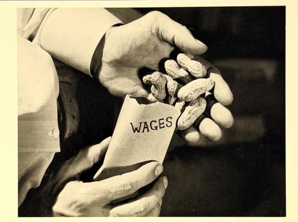 Wages, c.1950s Fotofolio Art Photo Print Card 4.25”x6” Peanuts Workers Rights