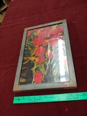 Isack Kounsky Untitled «Red Flowers» Color Photo Art w/ Steel Frame 11″ x 17″