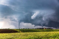 Storm Photography Print – Picture of Twin Tornadoes on Spring Day in Kansas