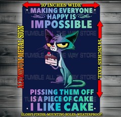 Making Everyone Happy is Impossible Funny Cat Metal Sign Wall Art 10″ x 14″