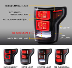 VLAND LED Tail Lights Compatible with [Ford F150 Pickup 2015-2020] with Red Turn