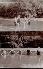 Bathing Swimwear Kids Girls Postcard with 2 Photos Vintage Summer 1915