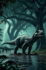 Digital Image Picture Photo Wallpaper Background Desktop Dinosaur 4 Print AI Art