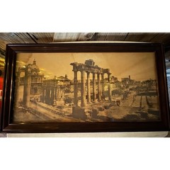 Antique Framed Giacomo Brogi The Forum Temple of Ruins Rome Sepia Wood Framed