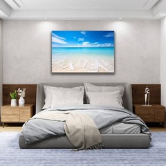 Beach Ocean Photo, Crystal Clear Waters and Blue Sky Landscape, Coastal Decor