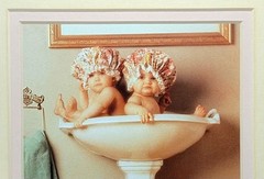 2 VTG Framed & Matted Baby Pictures, Baby Room/Bath ~ 8×10’s ~Anne Geddes Prints