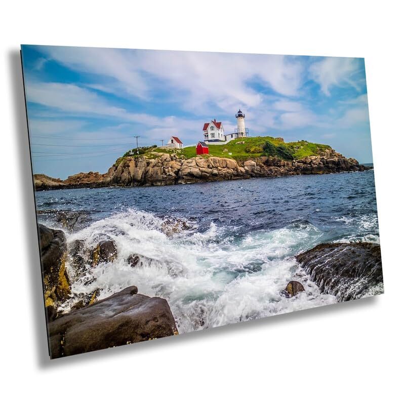 Beacon of Beauty: Nubble Lighthouse Cape Neddick Maine Metal Canvas Wall Art