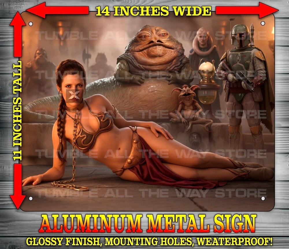Slave Leia in Jabbas Palace Star Wars Sexy Metal Sign Wall Art 14″ x 11″