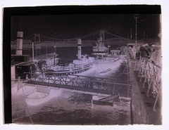 Cologne Rhine Boat Dock Steamship Unique Historic Glass Negative