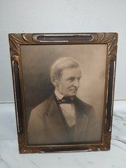 Rare Antique 1900s Ralph Waldo Emerson Portrait Photograph Framed Print 8.25×10″