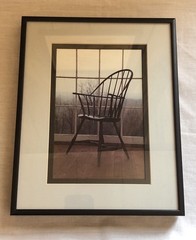 Vtg 8×10 Empty Wooden Chair Photography Wall Art Farmhouse Aesthetic Matte Frame