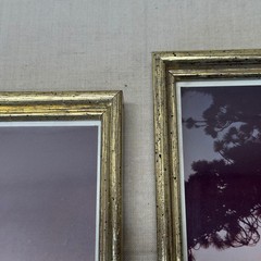 Vintage Framed Sunset Photography Pair Gold Tone Frames Wall Decor 1980s