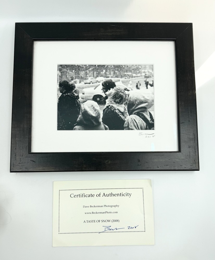 Dave Beckerman “A Taste of Snow” NYC Fine Art Black White Photography Framed COA