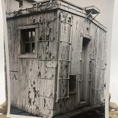 Weathered Railroad Caboose Corner 4×5 Black White Glossy Photograph Original