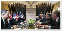 Donald Trump And Kim Jong Un Meeting With Delegates 8×16 Silver Halide Photo