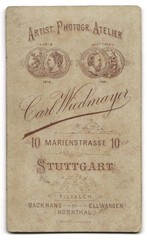 Photograph Carl Wiedmayer, Stuttgart, Marienstr. 10, Portrait of an Elegantly Gek