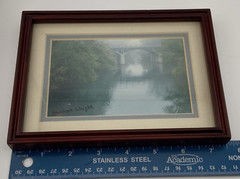 Signed Michael Wright Landscape River with Bridge Photograph
