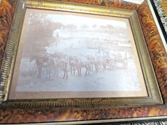 ANTIQUE 1800s REAL WESTERN AMERICANA ORIGINAL FARM WAGON SCENE FRAMED PHOTOGRAPH