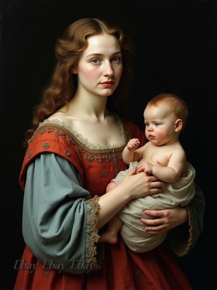 A3 Photo Mother Child Tenderness Artistic Glossy Paper Decor -023