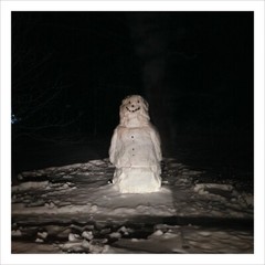 SIGNED Alec Soth Photograph – Snowman at Night – Magnum Square Print June 2014